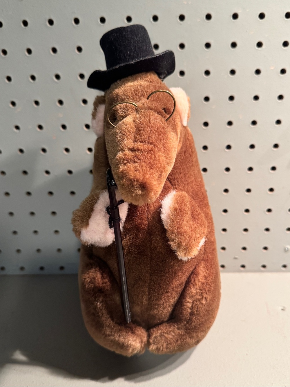 Vintage 1991 Sugar Loaf Gentleman Mole Plush with Black Top Hat and Gold Glasses